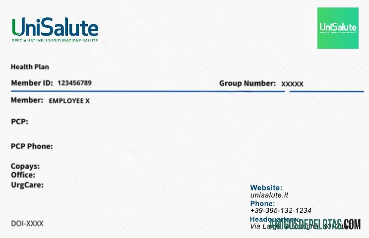 Cartão de seguro saúde italiano exemplo real